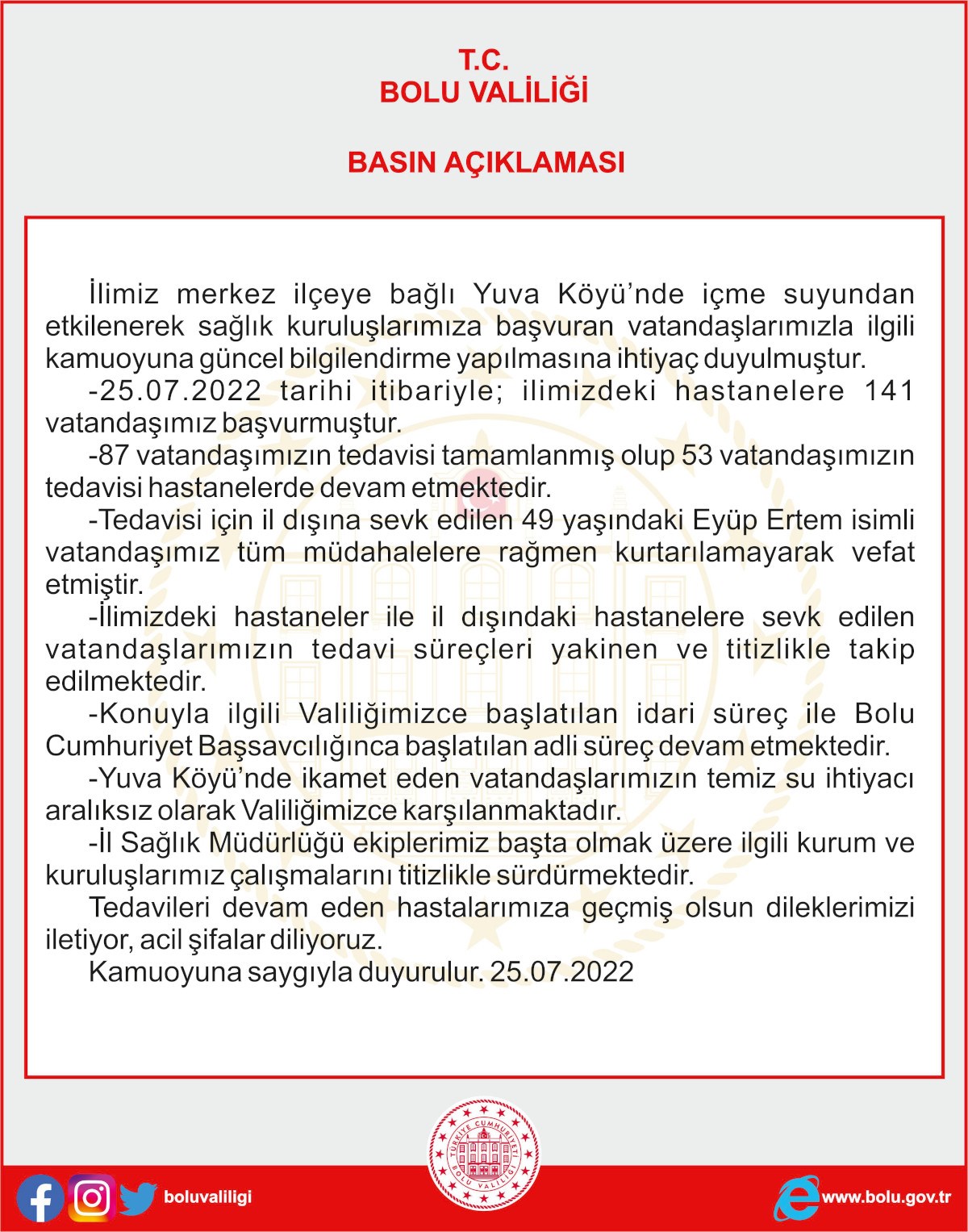 25.07.2022 tarihli basın açıklaması